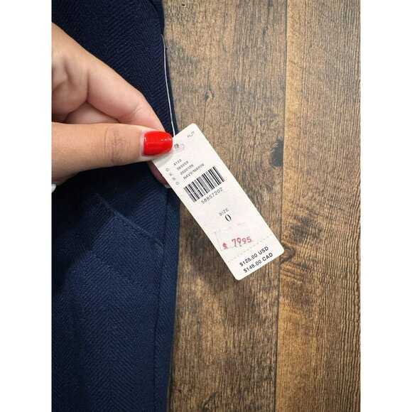 NWT New $128 Anthropologie Magda Tapered Trouser Work Career Navy Blue Pants 0 - Picture 4 of 7